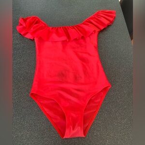 Red one piece bathing suit